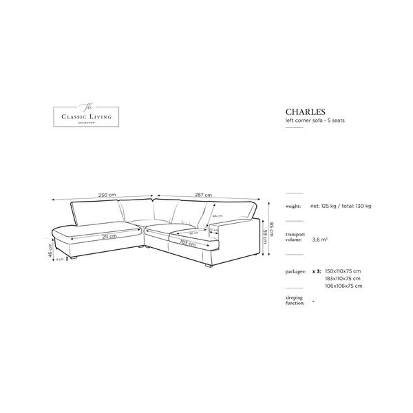 Colțar Windsor & Co Sofas Charles, pe partea stângă, gri-image-4