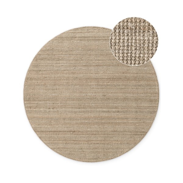 Covor taupe rotund din iută ø 160 cm Bouclé Jaipur – Hanse Home