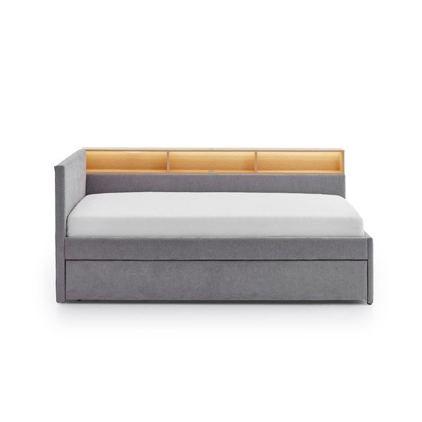 Pat pentru copii  gri pe colț cu spațiu de depozitare fără somieră 90x200 cm Uno – Meise Möbel