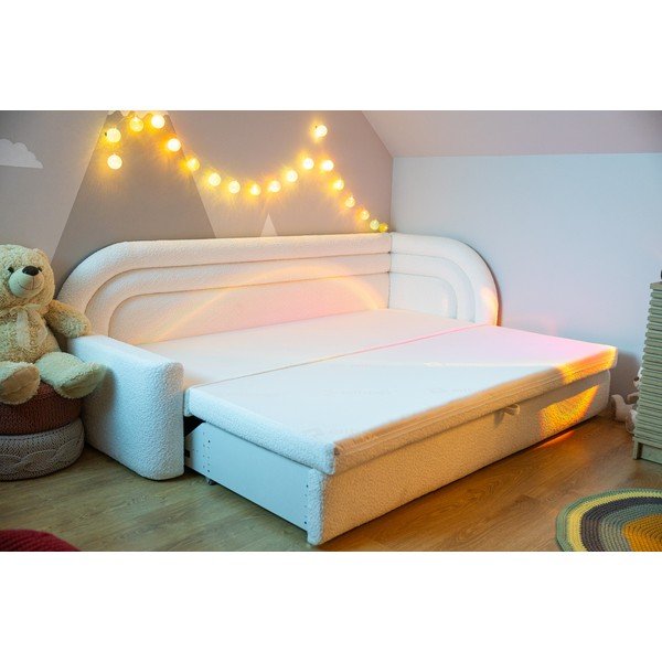 Canapea crem extensibilă/cu spațiu de depozitare cu tapițerie din țesătură bouclé cu colț pe partea dreaptă 223 cm Fabillo – ELTAP-image-3