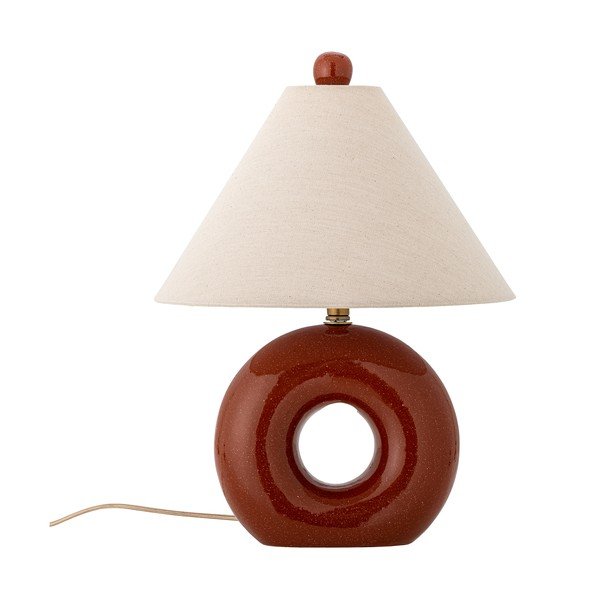 Veioză roșie/crem din ceramică cu abajur textil (înălțime 42 cm) Panja – Bloomingville
