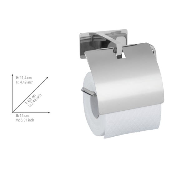 Suport pentru hârtie igienică argintiu lucios autoadeziv din oțel inoxidabil Genova – Wenko-image-4