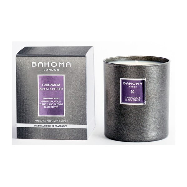 Lumânare parfumată Bahoma London, aromă de cardamon și piper negru, 75 ore