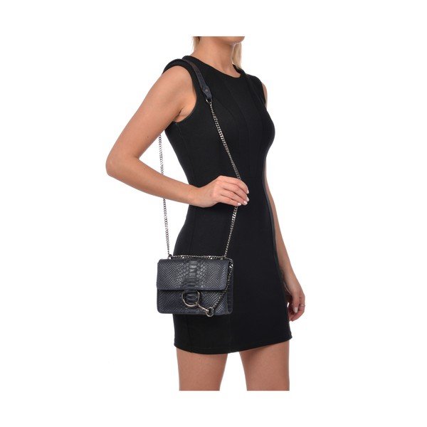 Poșetă din piele Carla Ferreri Bella, albastru închis-image-4