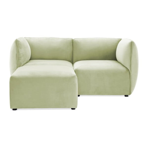 Canapea modulară cu 2 locuri și suport pentru picioare Vivonita Velvet Cube, verde deschis