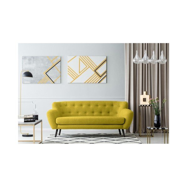 Canapea cu 3 locuri Kooko Home Rock, galben -image-3