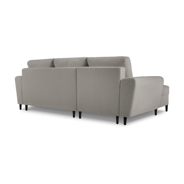 Colțar gri deschis extensibil, cu spațiu de depozitare cu tapițerie din țesătură bouclé (cu colț pe partea stângă, cu șezlong) Kyoto – Cosmopolitan Design-image-4