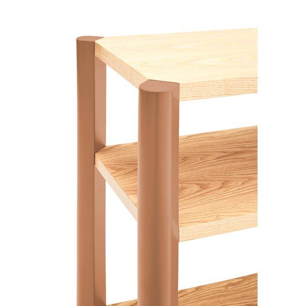 Etajeră cărămizie/în culoare naturală deschisă cu aspect de lemn de stejar 126x59x43 cm Bona – Teulat-image-3