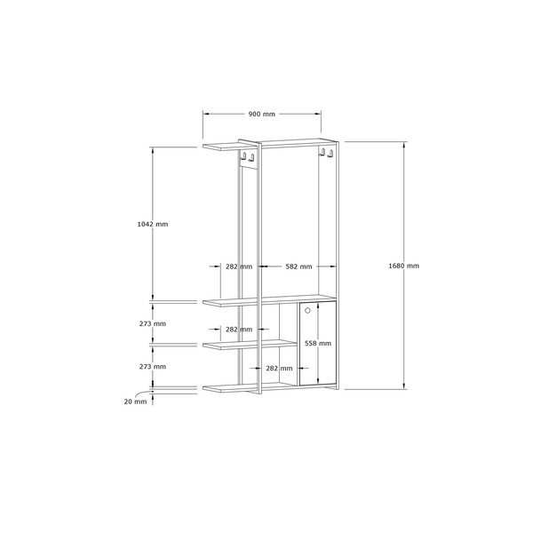 Set pentru hol negru/cu aspect de lemn de stejar Kumsal – Kalune Design-image-3