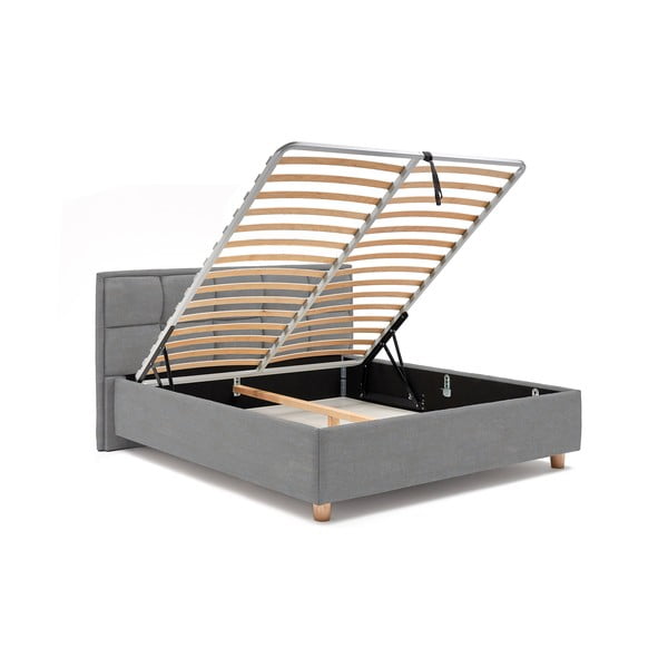 Pat dublu cu somieră și spațiu pentru depozitare ProSpánek Karme, 160 x 200 cm, albastru deschis-image-4