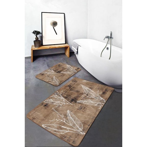 Covorașe de baie maro 2 buc. din catifea 60x100 cm – Mila Home-image-3