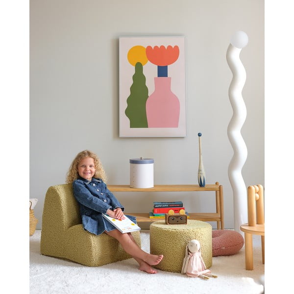 Puf de copii verde cu tapițerie din țesătură bouclé – Wigiwama-image-2