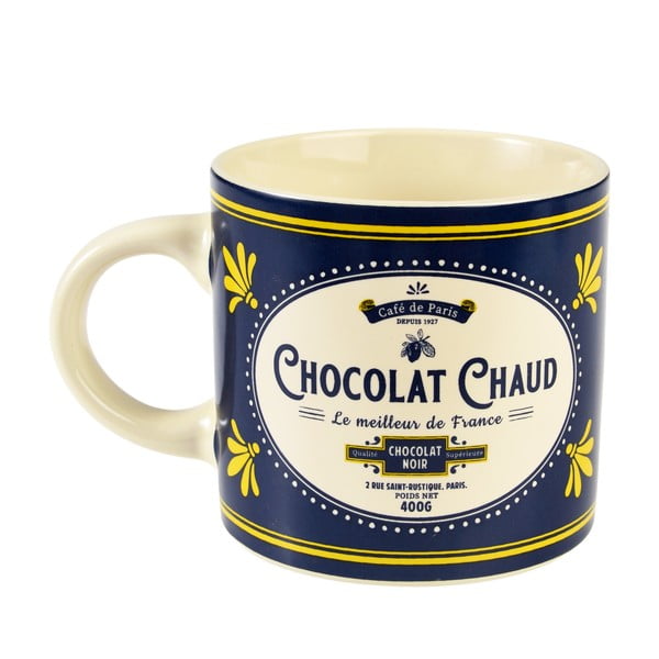 Cană albastru-închis/crem din ceramică 350 ml Chocolat Chaud – Rex London