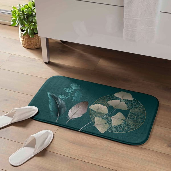 Covoraș de baie turcoaz 45x75 cm Ginkoblue – douceur d'intérieur-image-1