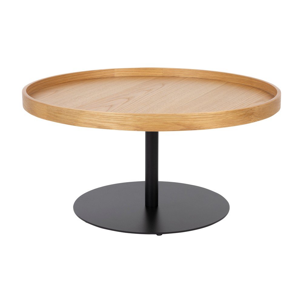 Măsuță de cafea în culoare naturală rotundă cu blat cu aspect de lemn de stejar ø 70 cm Yuri L – White Label