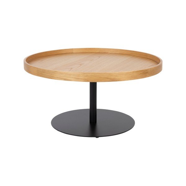 Măsuță de cafea în culoare naturală rotundă cu blat cu aspect de lemn de stejar ø 70 cm Yuri L – White Label