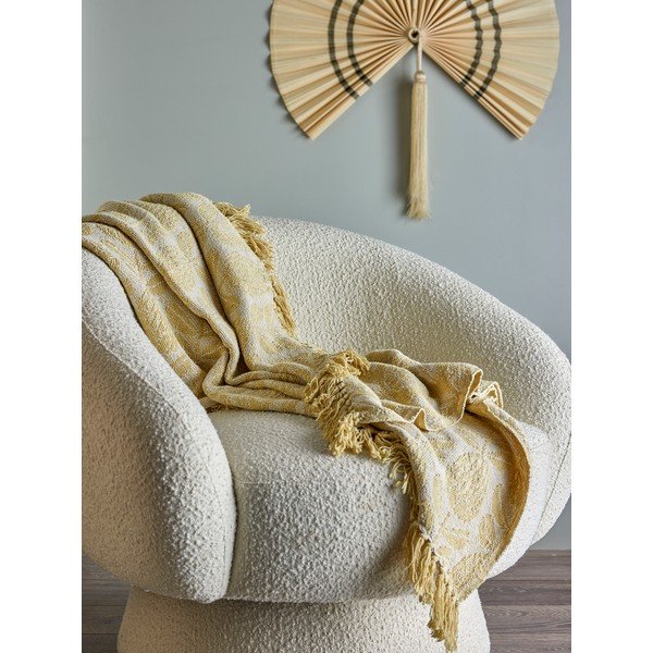 Pătură galbenă din amestec de bumbac 130x155 cm Pratello – Bloomingville-image-3