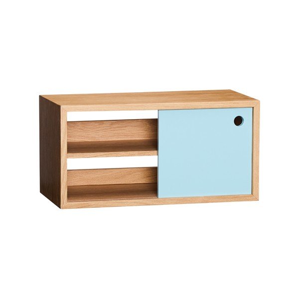 Raft în culoare naturală/albastru prăfuit cu aspect de lemn de stejar 40 cm Slide – Hübsch