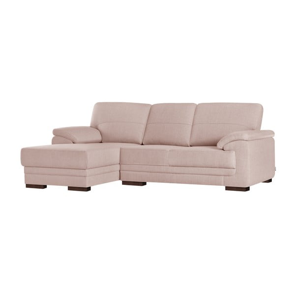 Canapea extensibilă cu șezlong pe partea stângă Florenzzi Casavola, roz pudră