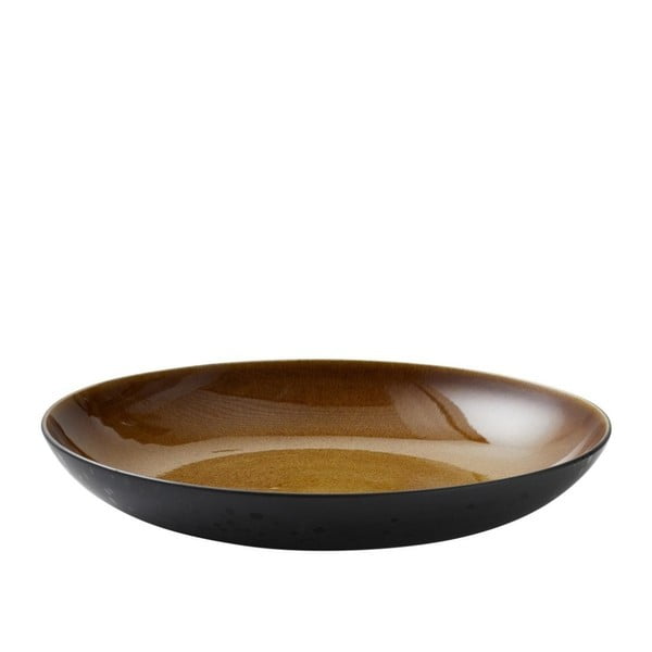 Bol de servire din ceramică și glazură interioară ocru Bitz Mensa, diametru 40 cm, negru