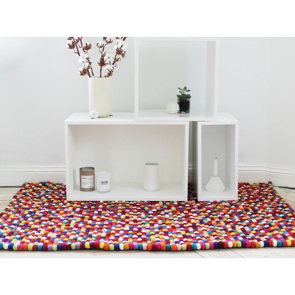 Covor cu bile din lână Wooldot Ball Rugs, 100 x 150 cm, roșu închis-image-2