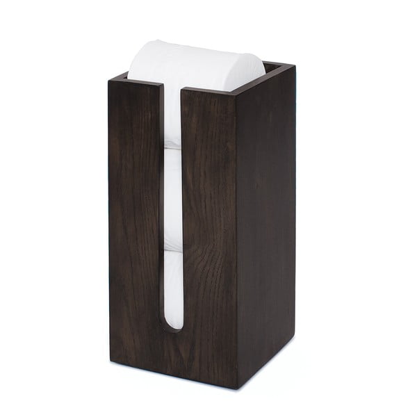 Suport depozitare din lemn de stejar pentru hârtie igienică, Wireworks Mezza Dark-image-1