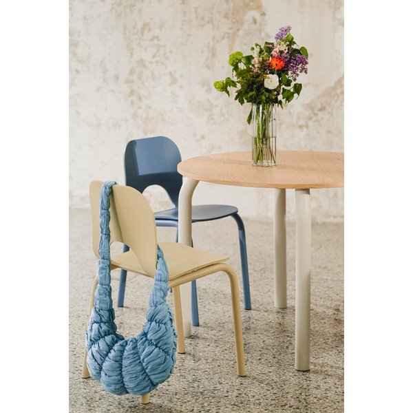 Masă de dining rotundă cu blat cu aspect de lemn de stejar ø 100 cm Meko – noo.ma-image-2