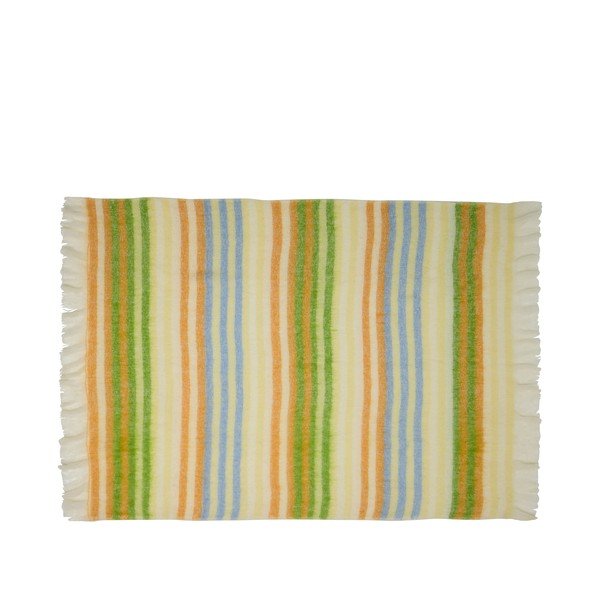 Pătură galbenă/verde din amestesc de lână 140x200 cm Loom – Hübsch