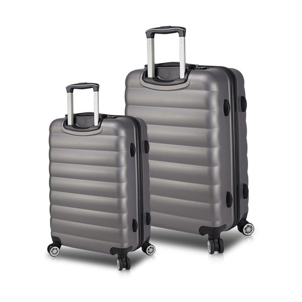 Set 2 valize cu roți și port USB My Valice RESSNO Cabin & Medium, gri