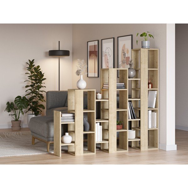 Etajeră în culoare naturală cu aspect de lemn de stejar 158x151 cm Anissa – Marckeric-image-1