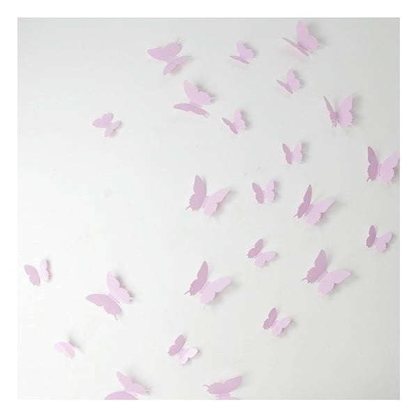 Set 12 autocolante 3D Ambiance Butterflies, roz