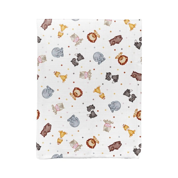 Pătură pentru copii albă din muselină 75x100 cm Zoo – Mijolnir