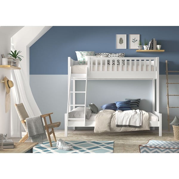 Pat pentru copii supraetajat alb 140x200/90x200 cm Scott - Vipack-image-1