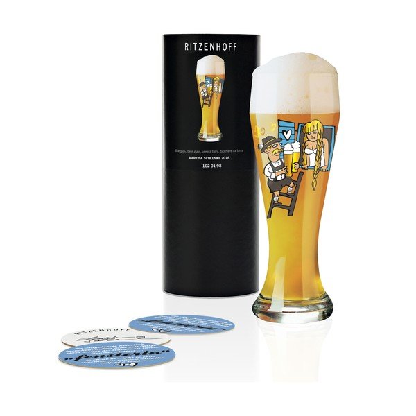 Set pahar din sticlă cristalină pentru bere și 5 suporturi pahare Ritzenhoff Fisherman´s Wife, 390 ml-image-1