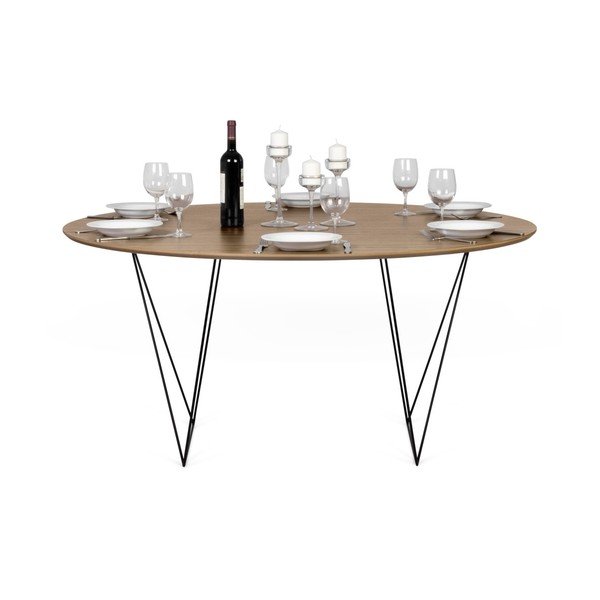Masă cu picioare metalice Symbiosis Row, decor nuc, Ø150 cm-image-2