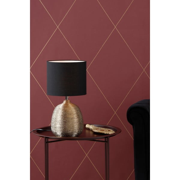 Veioză neagră/aurie cu abajur textil (înălțime 37,5 cm) Oscar – Markslöjd-image-1