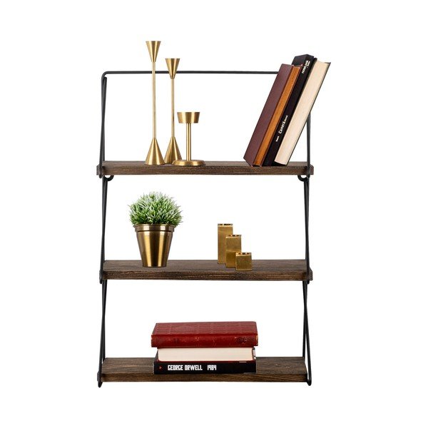 Raft în culoare naturală etajat din lemn de molid 40 cm Violaceae – Kalune Design-image-2