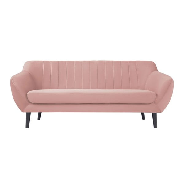 Canapea cu 3 locuri și picioare negre Mazzini Sofas Toscane, roz deschis