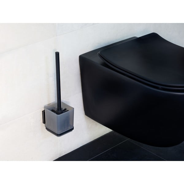 Perie de WC neagră autoadezivă din plastic Quadro – Wenko-image-3