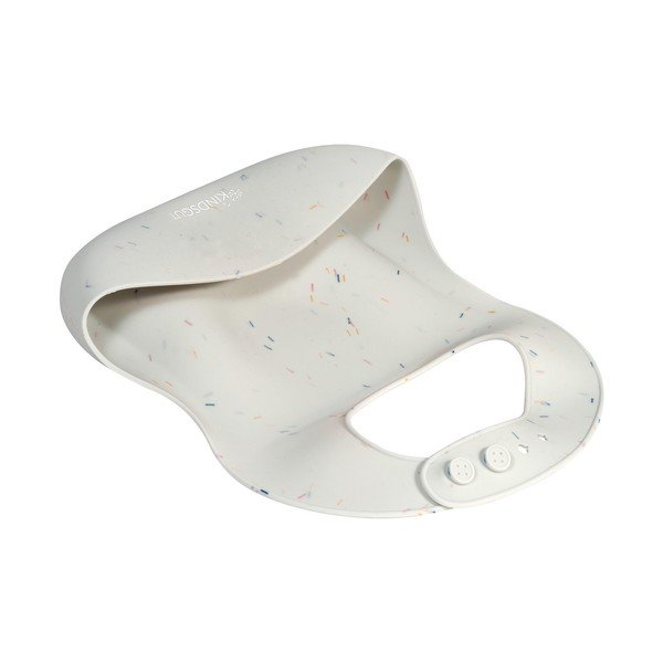 Bavetă din silicon cu buzunar Kindsgut Bib Sprinkles, alb-image-3