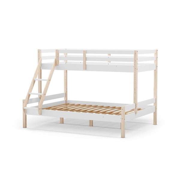 Pat pentru copii  alb supraetajat din lemn de pin 90x190/140x190 cm Livia – Marckeric-image-3