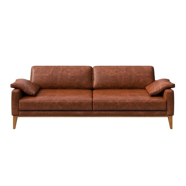 Canapea din piele MESONICA Musso, maro coniac, 211 cm