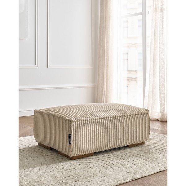Taburet maro deschis cu tapițerie din catifea reiată Chelsea – Bobochic Paris-image-1
