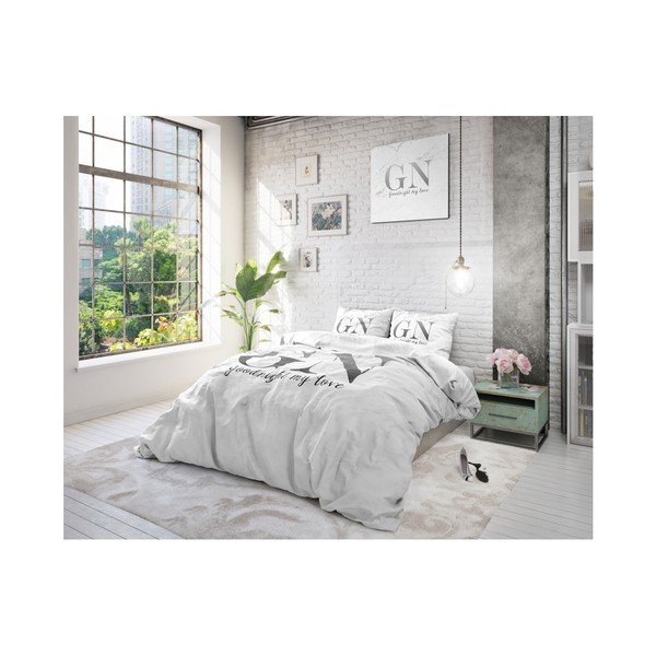 Lenjerie din bumbac, pat dublu Sleeptime Good Night Silver, 240 x 220 cm-image-2