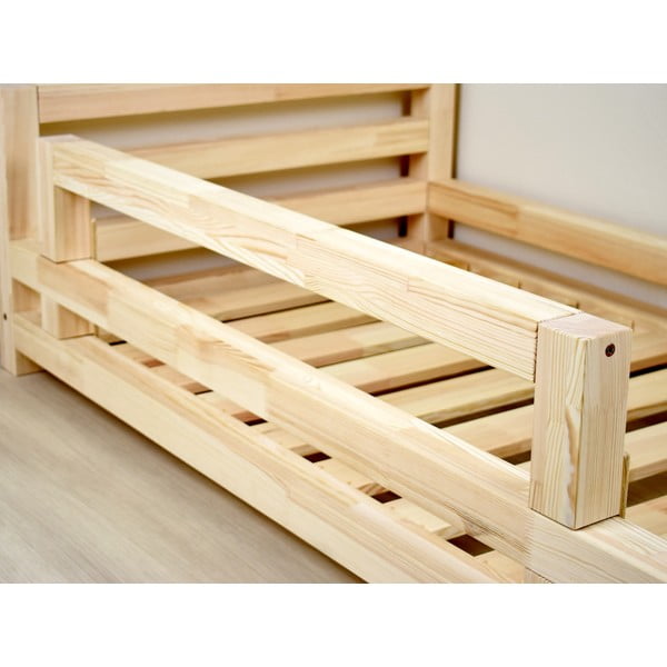 Panou lateral din lemn de molid pentru patul Benlemi Safety, lungime 90 cm, alb-image-1