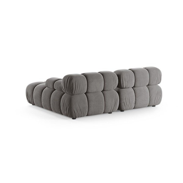 Colțar modular gri deschis cu tapițerie din catifea (cu colț pe partea dreaptă/cu șezlong) – Micadoni -image-2
