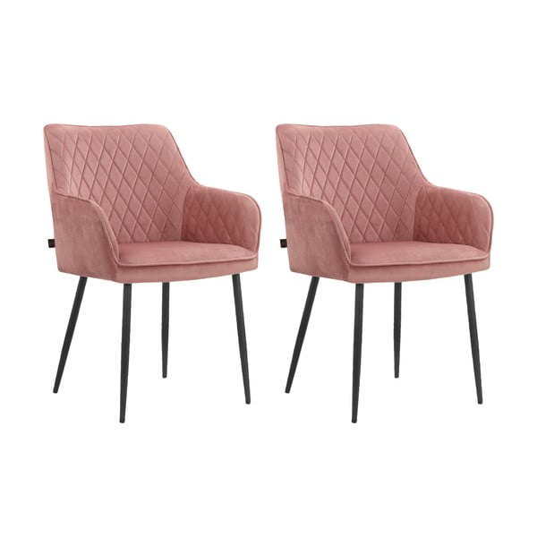 Set de scaune de sufragerie roz deschis 2 buc. tapițat Elvira – Støraa-image-4