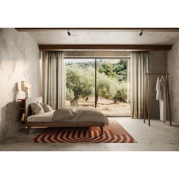 Pat matrimonial maro din lemn masiv de pin cu somieră 160x200 cm Retreat – Karup Design-image-1