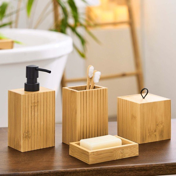 Perie de WC în culoare naturală din bambus Hanoi – douceur d'intérieur-image-1