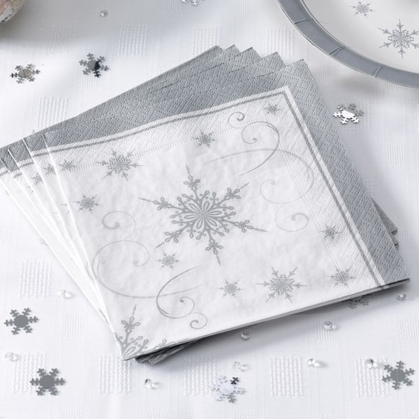 Set 20 șervețele Neviti Shimmering Snowflake